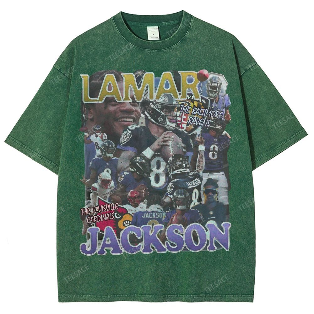 Lamar Jackson Ravens Tee Unisex Fit Washed T-Shirt 