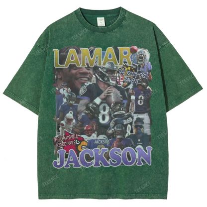 Lamar Jackson Ravens Tee Unisex Fit Washed T-Shirt 