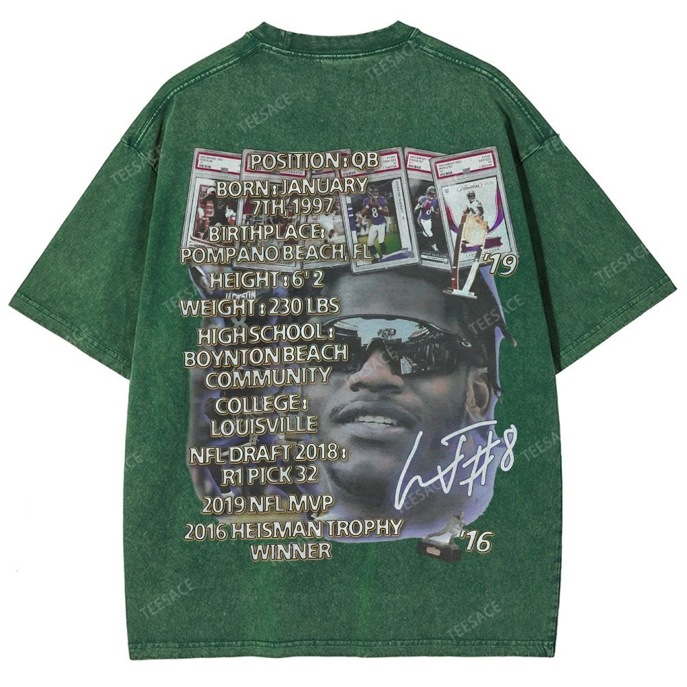 Lamar Jackson Ravens Tee Unisex Fit Washed T-Shirt 