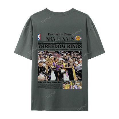 "Threedom Rings" Newspaper Tee  Casual Short Sleeve T-Shirt 