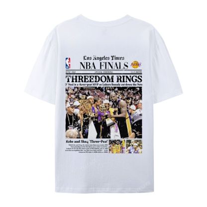 "Threedom Rings" Newspaper Tee  Casual Short Sleeve T-Shirt 