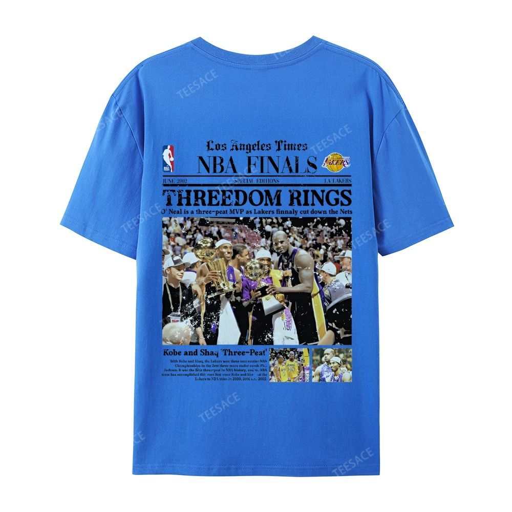 "Threedom Rings" Newspaper Tee  Casual Short Sleeve T-Shirt 