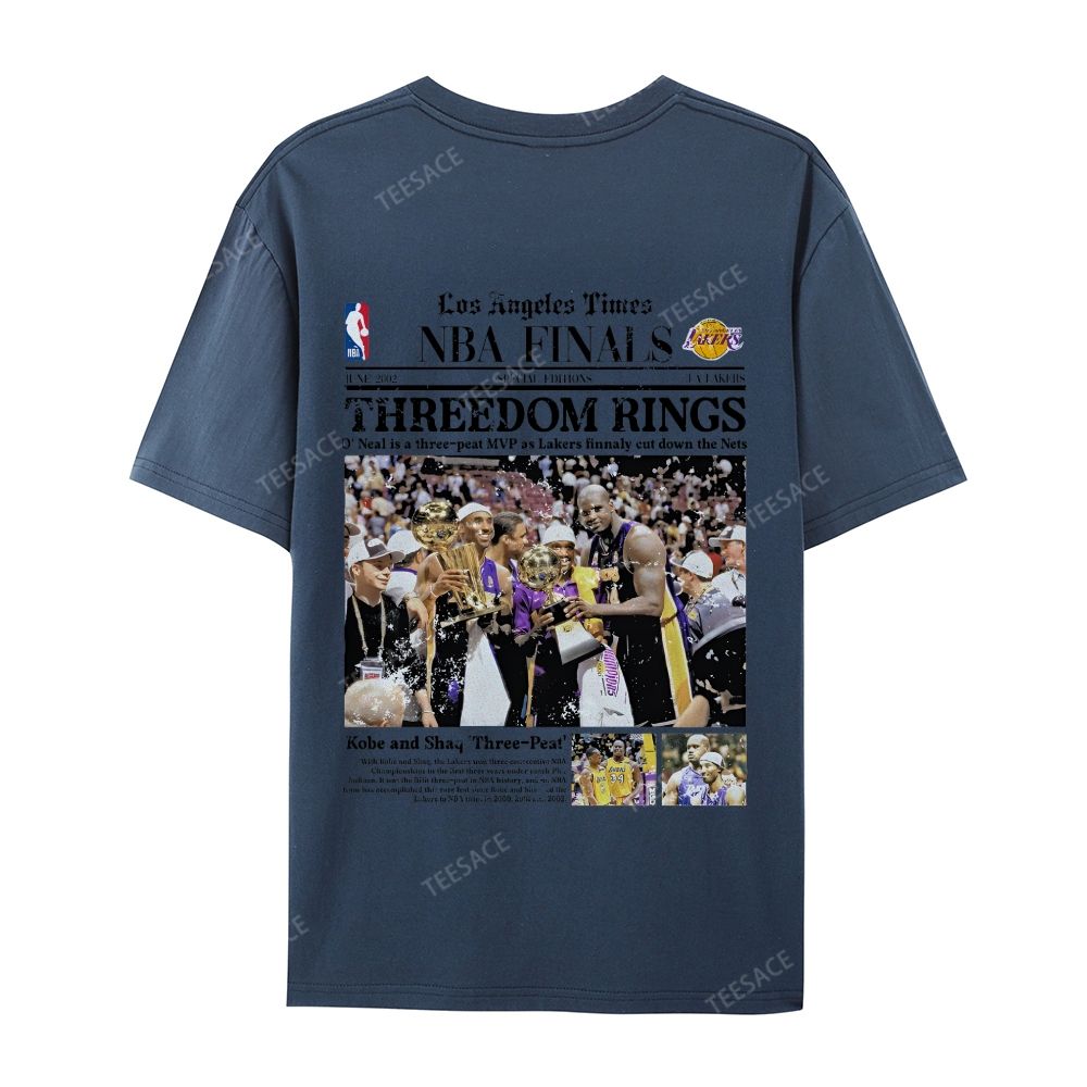 "Threedom Rings" Newspaper Tee  Casual Short Sleeve T-Shirt 