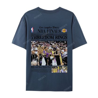 "Threedom Rings" Newspaper Tee  Casual Short Sleeve T-Shirt 