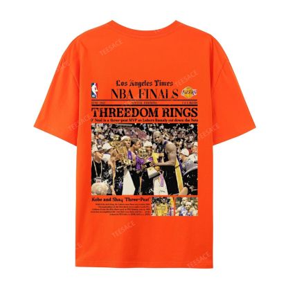 "Threedom Rings" Newspaper Tee  Casual Short Sleeve T-Shirt 