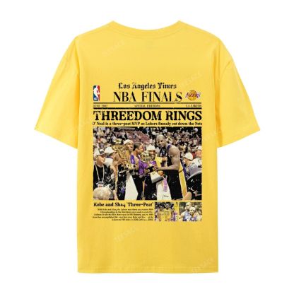 "Threedom Rings" Newspaper Tee  Casual Short Sleeve T-Shirt 