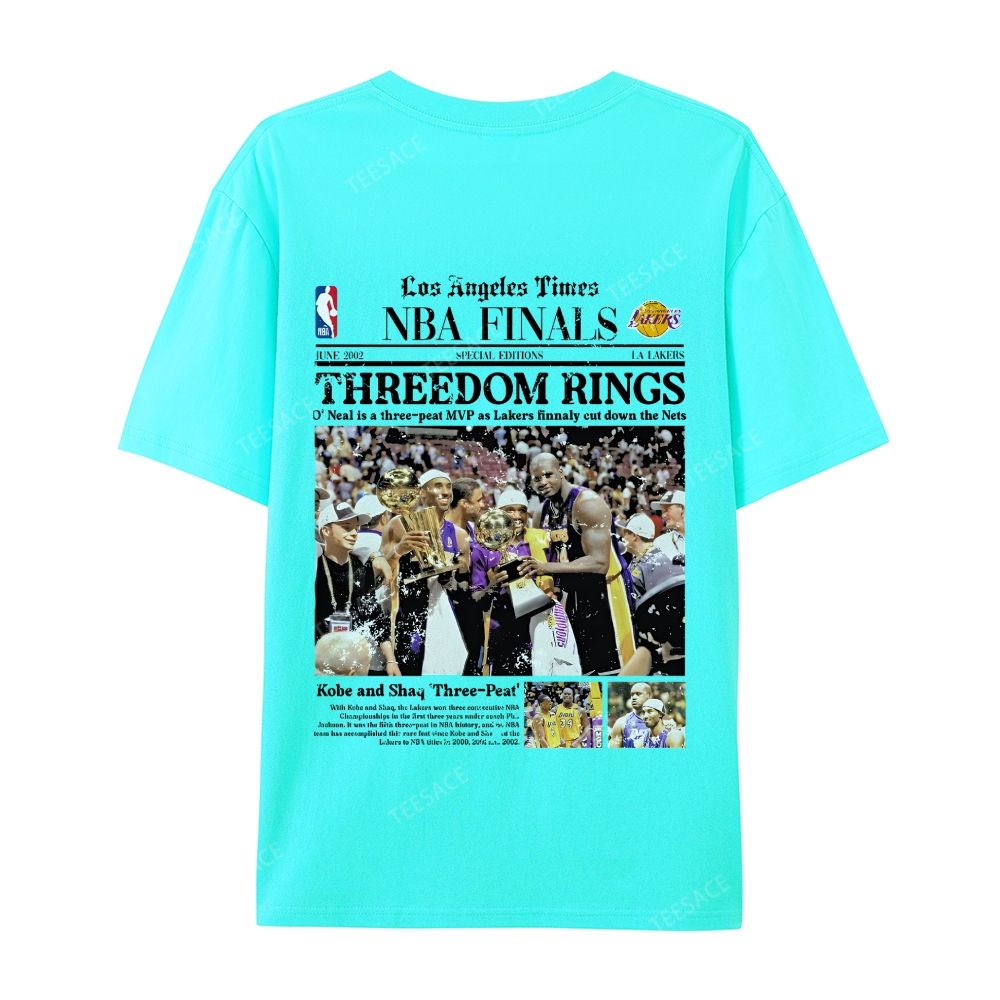 "Threedom Rings" Newspaper Tee  Casual Short Sleeve T-Shirt 