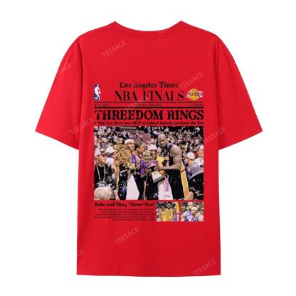 "Threedom Rings" Newspaper Tee  Casual Short Sleeve T-Shirt 