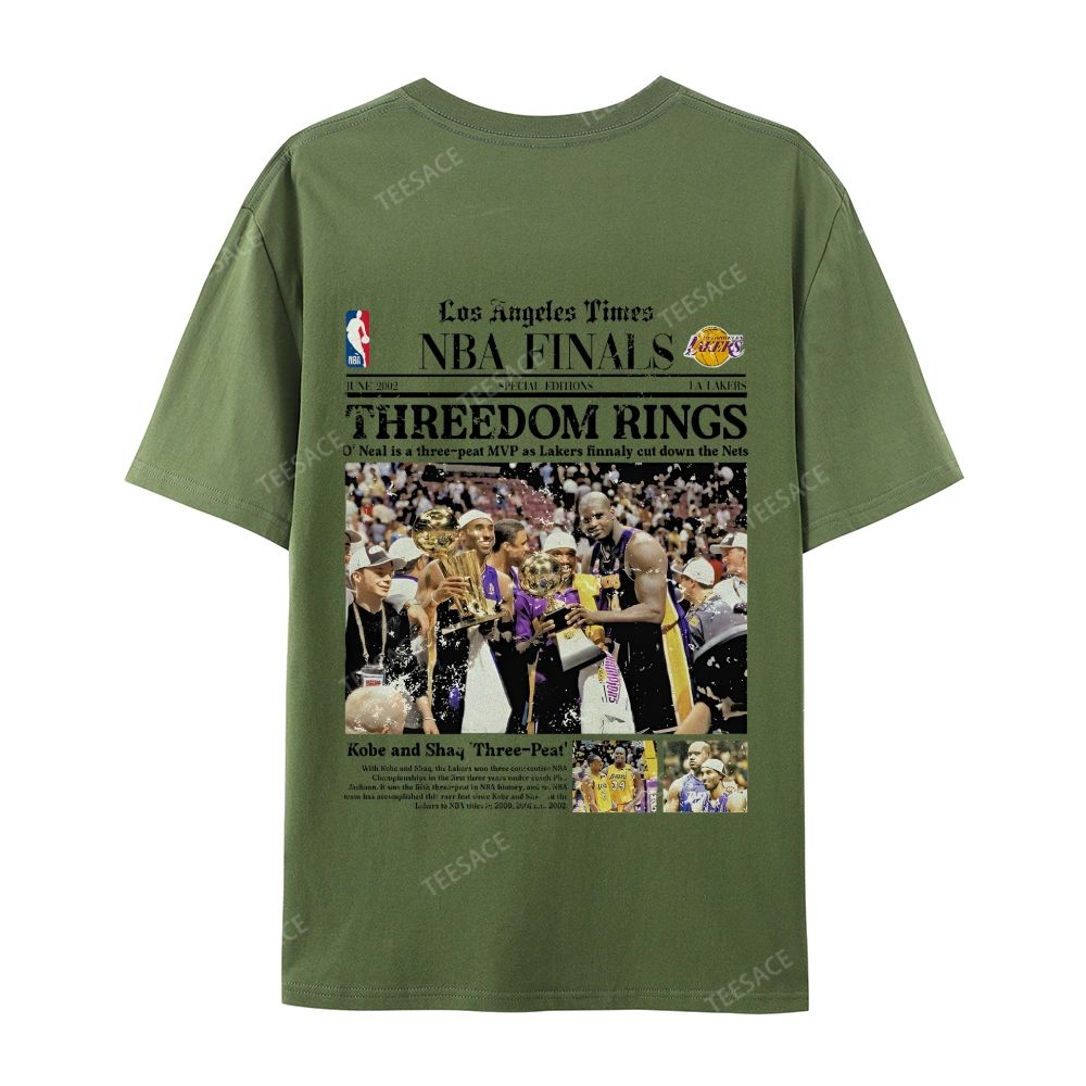 "Threedom Rings" Newspaper Tee  Casual Short Sleeve T-Shirt 