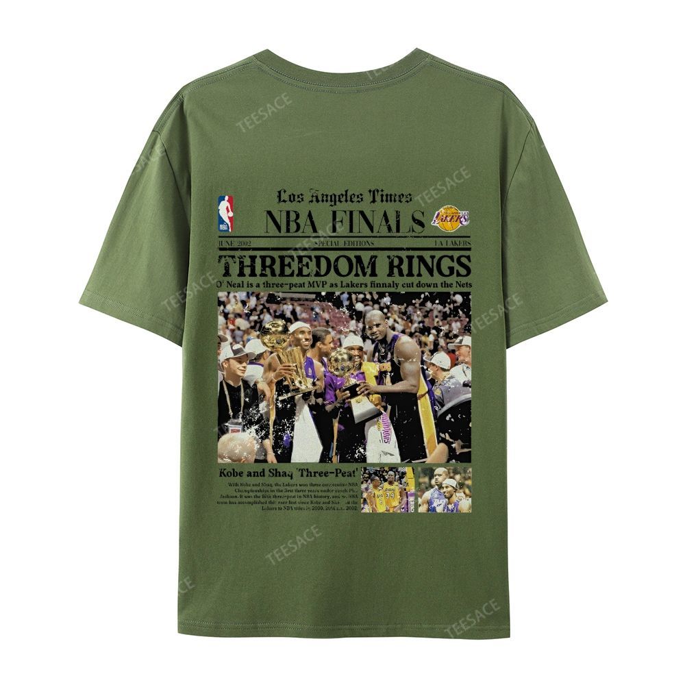 "Threedom Rings" Newspaper Tee  Casual Short Sleeve T-Shirt 