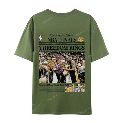 "Threedom Rings" Newspaper Tee  Casual Short Sleeve T-Shirt 