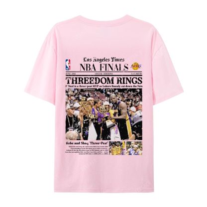 "Threedom Rings" Newspaper Tee  Casual Short Sleeve T-Shirt 