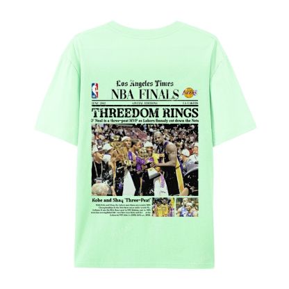 "Threedom Rings" Newspaper Tee  Casual Short Sleeve T-Shirt 