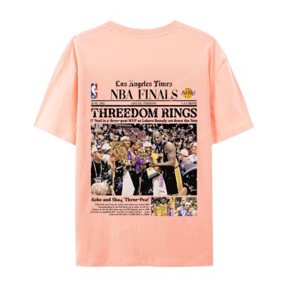 "Threedom Rings" Newspaper Tee  Casual Short Sleeve T-Shirt 