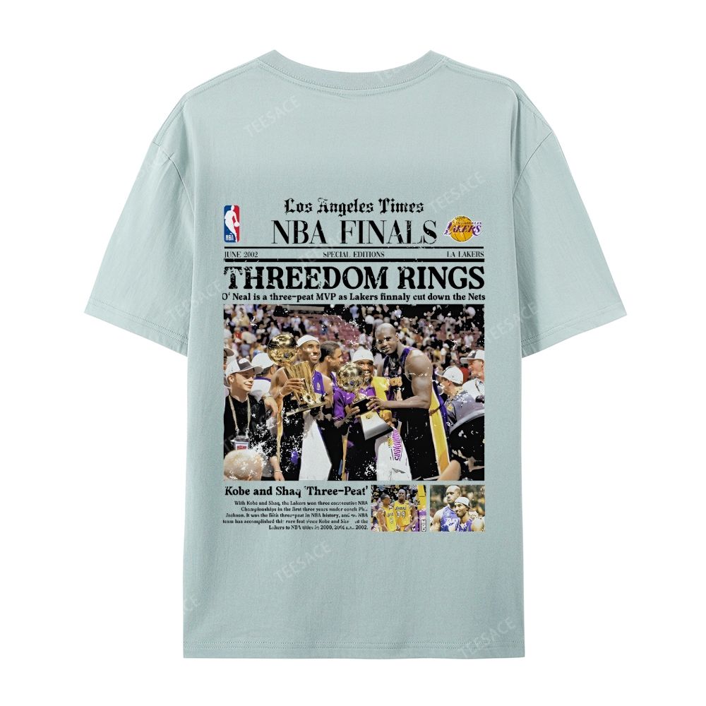 "Threedom Rings" Newspaper Tee  Casual Short Sleeve T-Shirt 