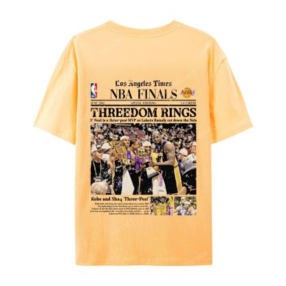 "Threedom Rings" Newspaper Tee  Casual Short Sleeve T-Shirt 