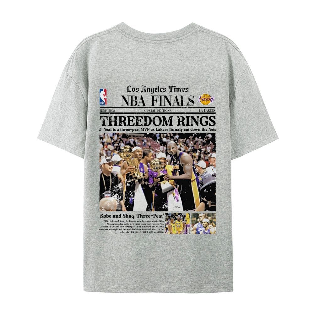 "Threedom Rings" Newspaper Tee  Casual Short Sleeve T-Shirt 
