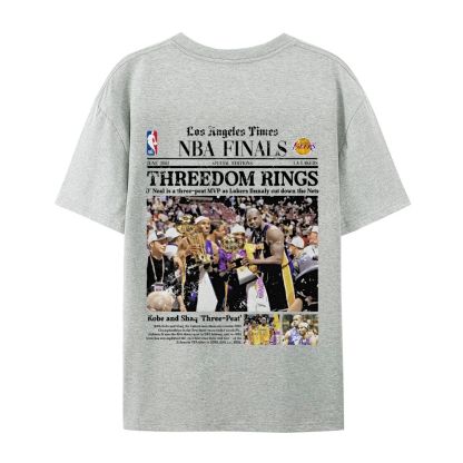 "Threedom Rings" Newspaper Tee  Casual Short Sleeve T-Shirt 