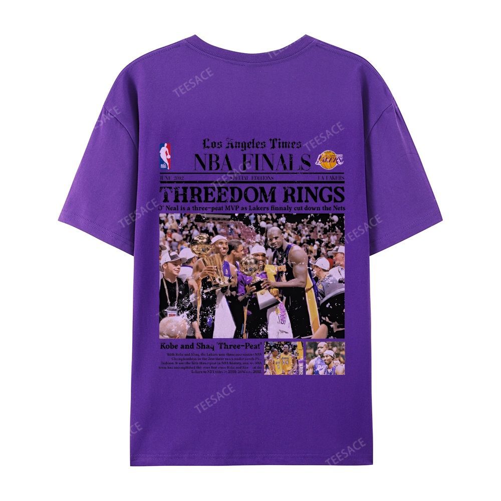 "Threedom Rings" Newspaper Tee  Casual Short Sleeve T-Shirt 