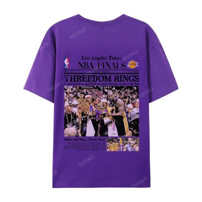 "Threedom Rings" Newspaper Tee  Casual Short Sleeve T-Shirt 