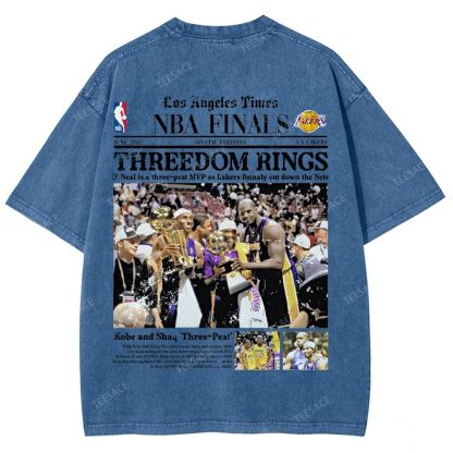 "Threedom Rings" Newspaper Tee Unisex Fit Washed T-Shirt 