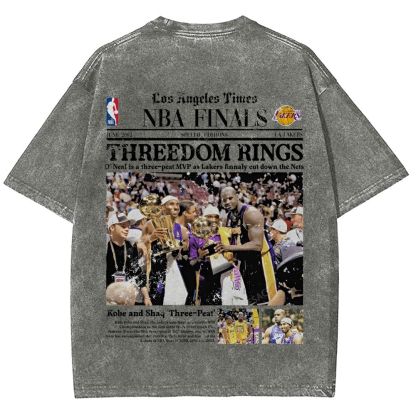 "Threedom Rings" Newspaper Tee Unisex Fit Washed T-Shirt 