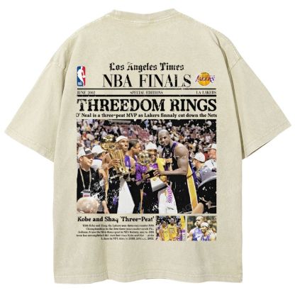 "Threedom Rings" Newspaper Tee Unisex Fit Washed T-Shirt 