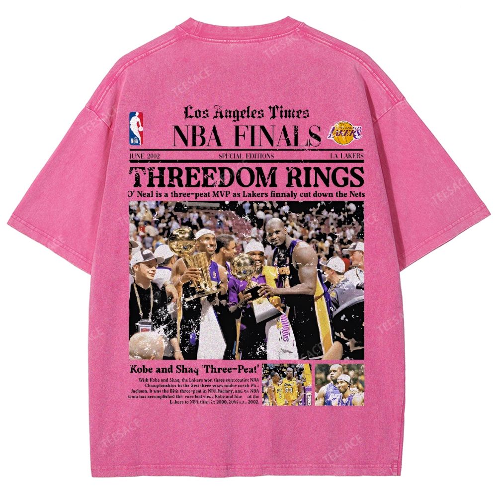 "Threedom Rings" Newspaper Tee Unisex Fit Washed T-Shirt 