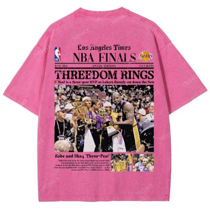 "Threedom Rings" Newspaper Tee Unisex Fit Washed T-Shirt 