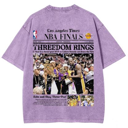 "Threedom Rings" Newspaper Tee Unisex Fit Washed T-Shirt 