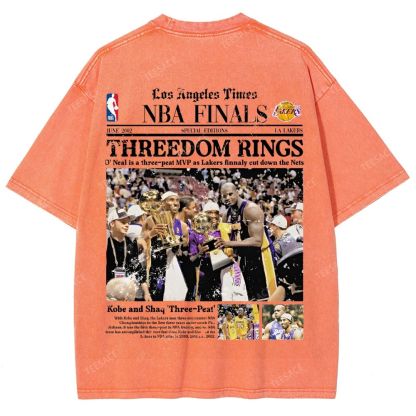 "Threedom Rings" Newspaper Tee Unisex Fit Washed T-Shirt 