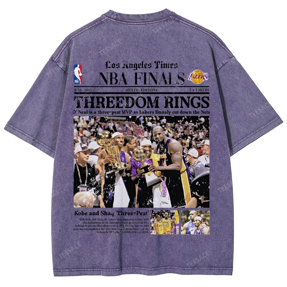 "Threedom Rings" Newspaper Tee Unisex Fit Washed T-Shirt 