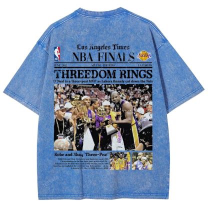 "Threedom Rings" Newspaper Tee Unisex Fit Washed T-Shirt 