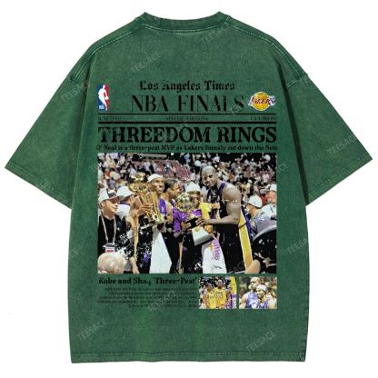 "Threedom Rings" Newspaper Tee Unisex Fit Washed T-Shirt 