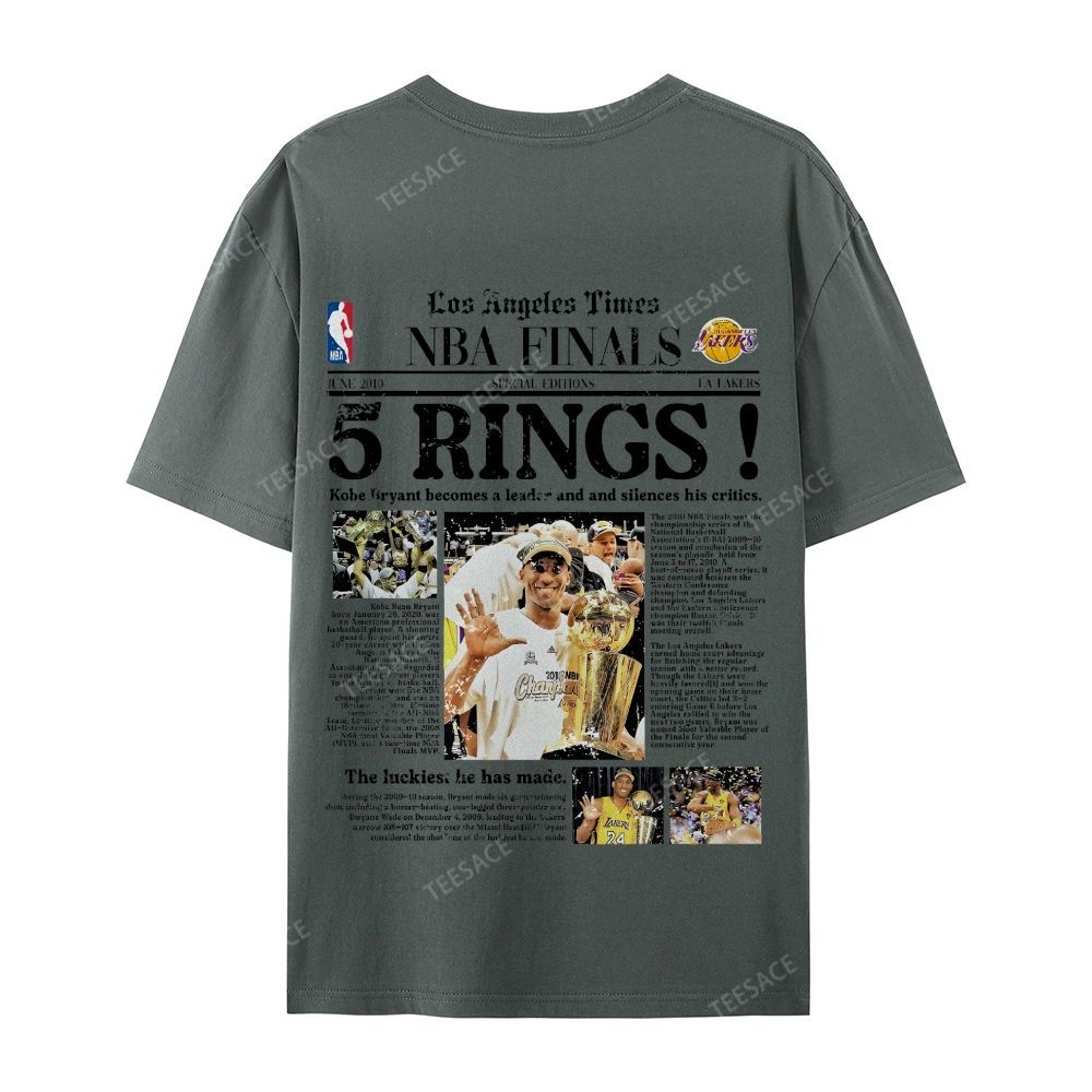 "5 Rings" Newspaper Tee Casual Short Sleeve T-Shirt