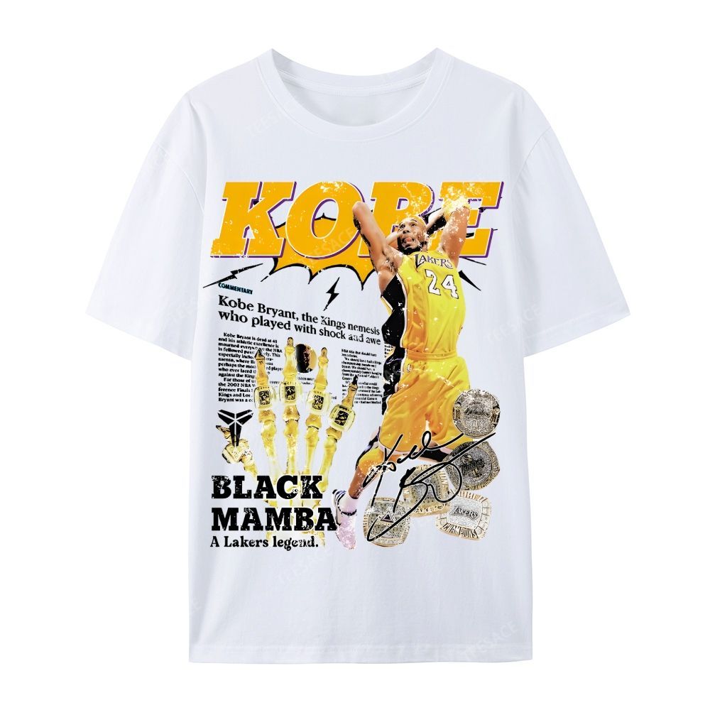 "5 Rings" Newspaper Tee Casual Short Sleeve T-Shirt