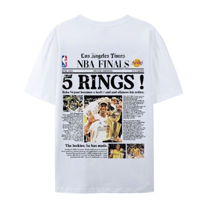 "5 Rings" Newspaper Tee Casual Short Sleeve T-Shirt