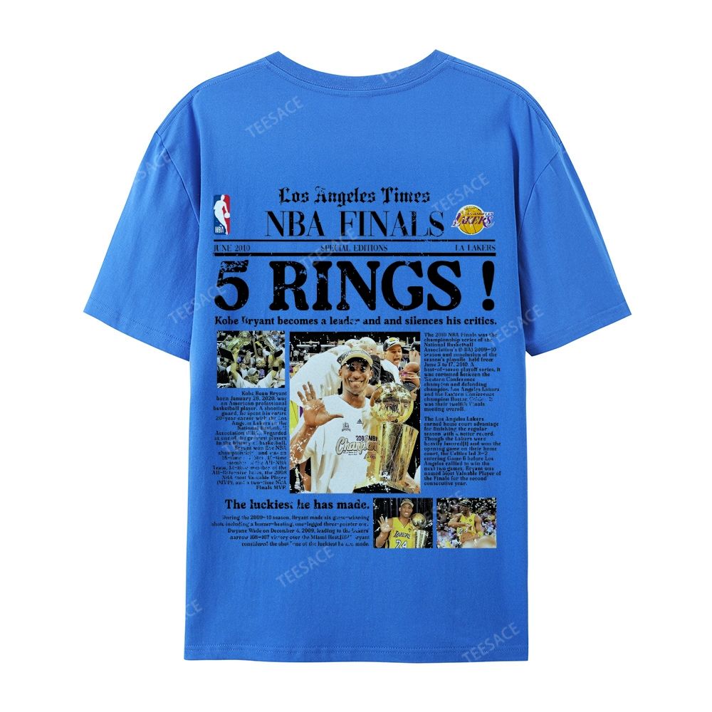 "5 Rings" Newspaper Tee Casual Short Sleeve T-Shirt
