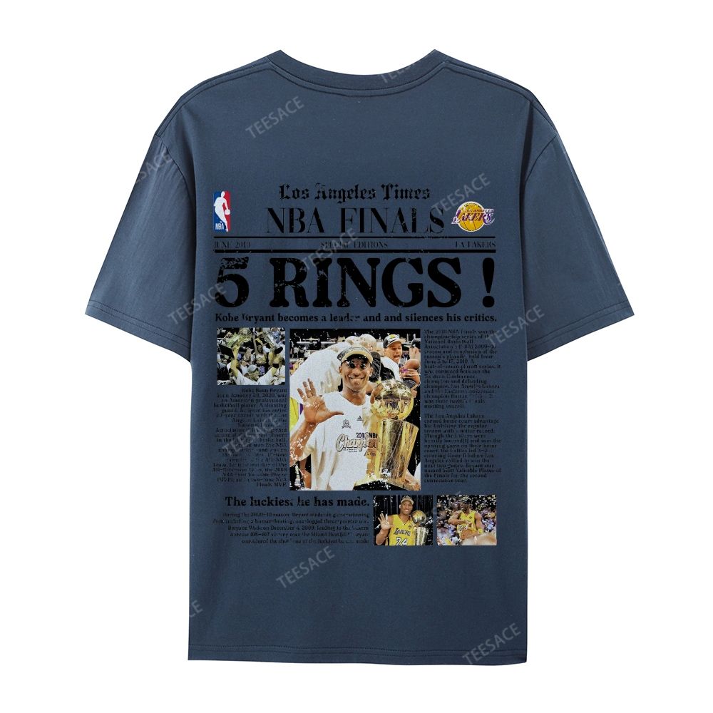 "5 Rings" Newspaper Tee Casual Short Sleeve T-Shirt