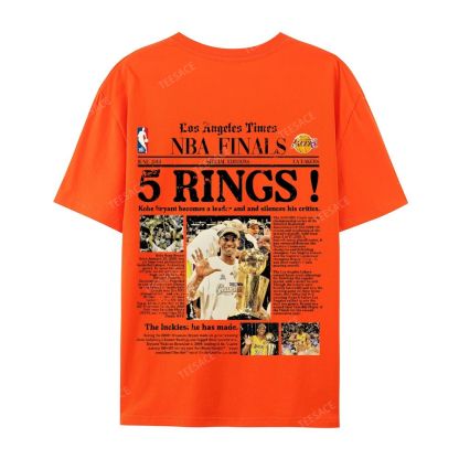 "5 Rings" Newspaper Tee Casual Short Sleeve T-Shirt