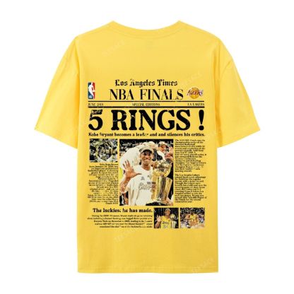 "5 Rings" Newspaper Tee Casual Short Sleeve T-Shirt