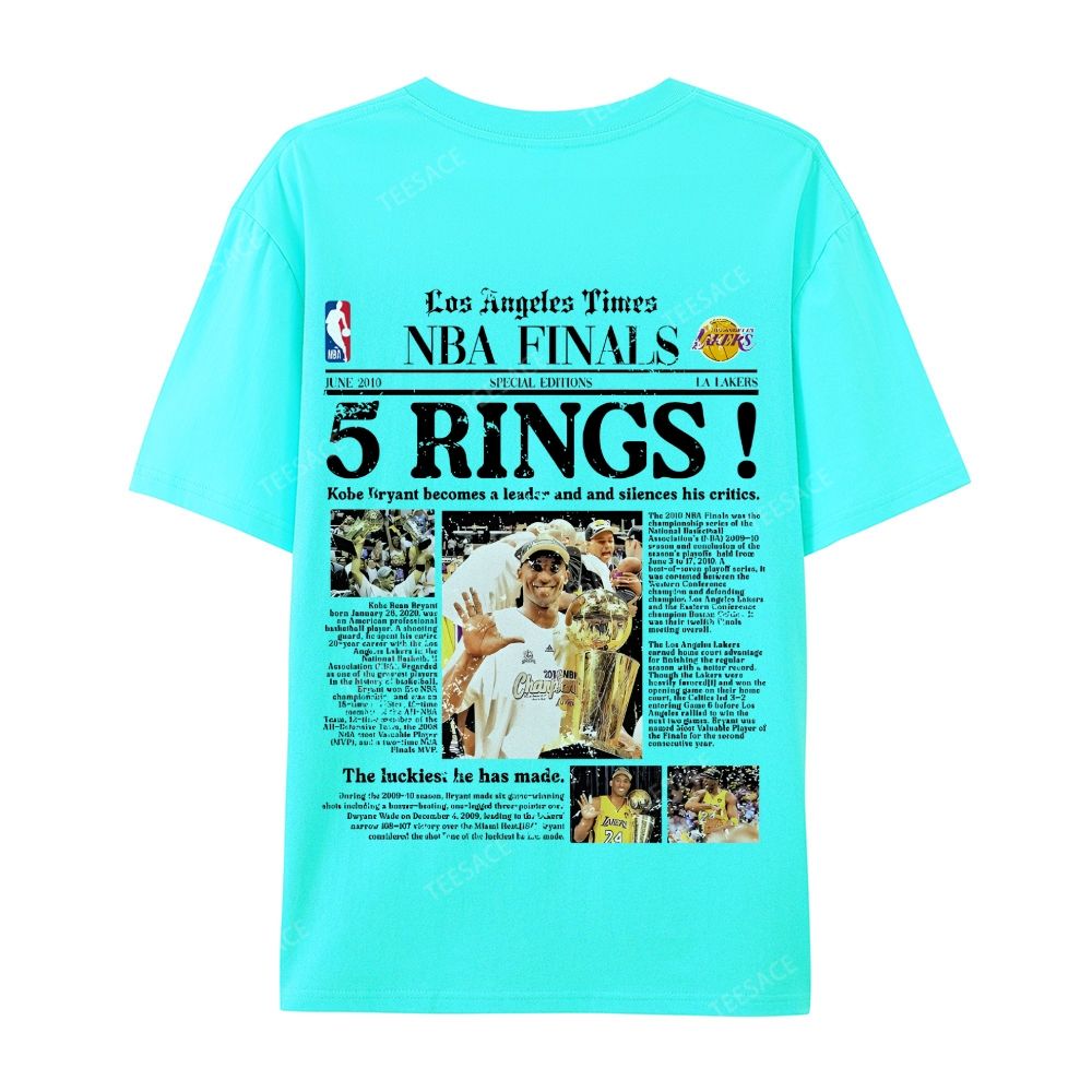 "5 Rings" Newspaper Tee Casual Short Sleeve T-Shirt