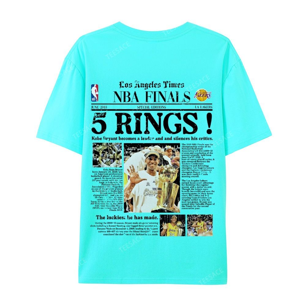 "5 Rings" Newspaper Tee Casual Short Sleeve T-Shirt