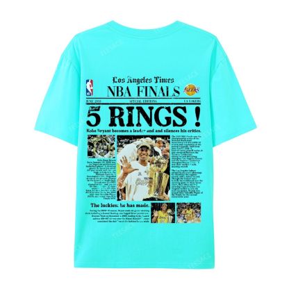 "5 Rings" Newspaper Tee Casual Short Sleeve T-Shirt