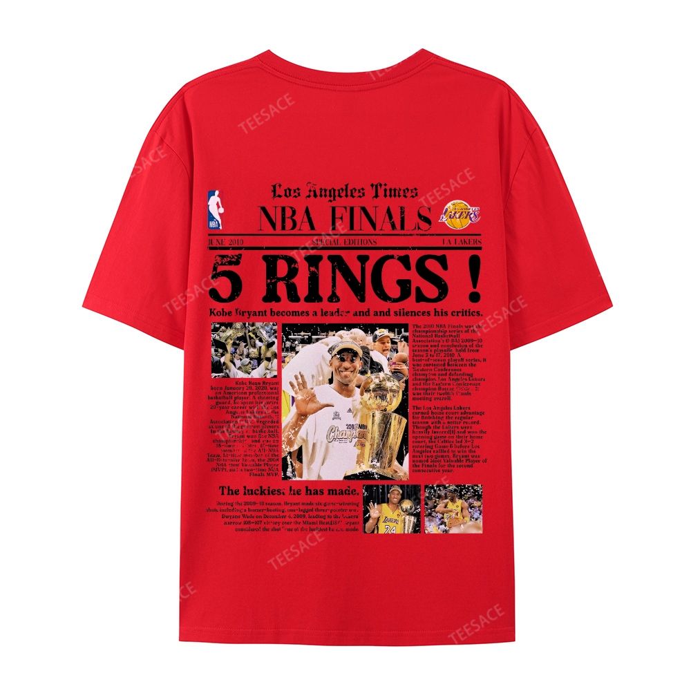 "5 Rings" Newspaper Tee Casual Short Sleeve T-Shirt