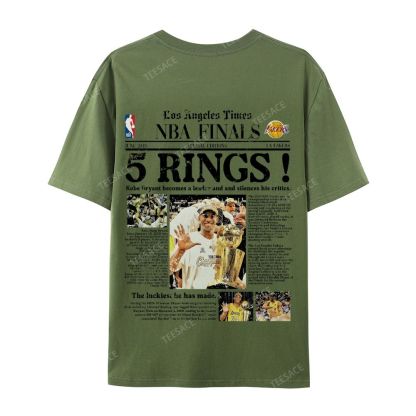 "5 Rings" Newspaper Tee Casual Short Sleeve T-Shirt