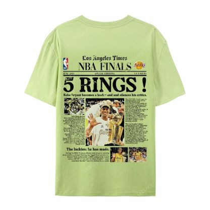 "5 Rings" Newspaper Tee Casual Short Sleeve T-Shirt