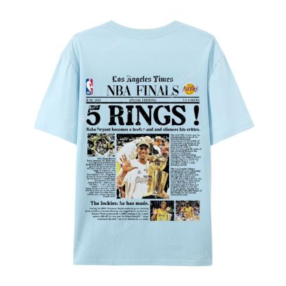 "5 Rings" Newspaper Tee Casual Short Sleeve T-Shirt