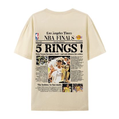 "5 Rings" Newspaper Tee Casual Short Sleeve T-Shirt