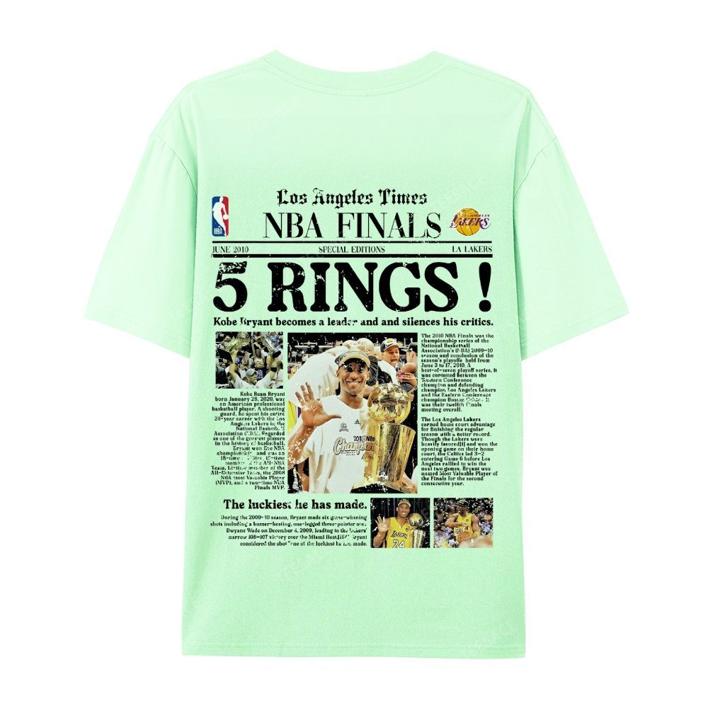 "5 Rings" Newspaper Tee Casual Short Sleeve T-Shirt